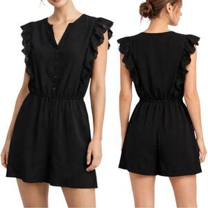 NWT Romper Romantic Ruffle Black M